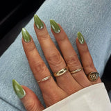 Uñas Cromadas Autoadhesivas - Pegamento Con Brillo Marrón Almendra Mediano En Las Uñas Uñas Postizas Con Brillo Pegamento En Uñas Artificiales Uñas Acrílicas Esmaltadas Para Mujeres 24 Piezas