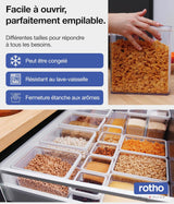 Rotho Loft Juego de 5 Botes de Conservación con Tapa, Varios Tamaños, Plástico Alimentario (PP) Sin BPA, Transparente/Rojo, (21,4 x 21,4 x 23,5 cm) Cajas para Conservar Alimentos Naty Shop