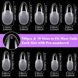Becellen 500 puntas de uñas artificiales, puntas de uñas de gel suave, cobertura completa, puntas de uñas de gel, uñas artificiales prepulidas, juego de pegamento para decoración de uñas (almendras)