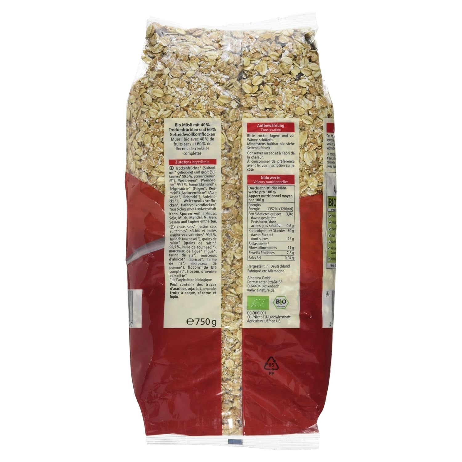 Muesli con frutas ecológicas, 750g