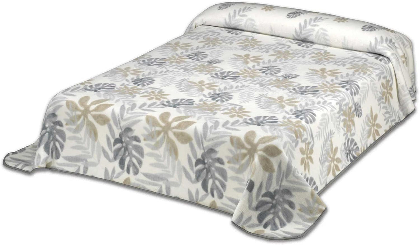 Manta Estampada, Gran Volumen, 100% Poliester, 450 G/M², Suave, Para Otoño/Invierno, Diseño Harmony N10, 170 X 240 Cm, Para Camas De 90/105 Cm, Edredones Y Edredones Grises Naty Shop