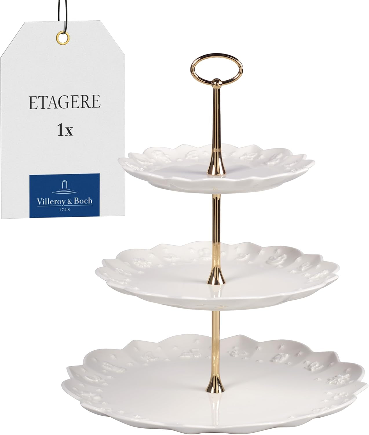 Villeroy & Boch Toys Delight Royal Classic estante, expositor escalonado decorativo para galletas, pasteles y trozos pequeños de tarta, porcelana premium, blanco