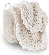 Manta de punto grueso, manta, 100% tejida a mano con hilo de chenilla jumbo (127 X 152,4 Cm, gris lila) Camas y edredones Adyrescia Crema Blanco 60 "X80"