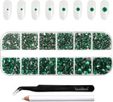 Beadsland 2500 piezas de piedras de cristal para decoración de uñas con parte trasera plana, piedras preciosas para trabajos manuales de 8 tamaños SS4 ~ SS30 con pinzas y puntas (Kristall Weiss)