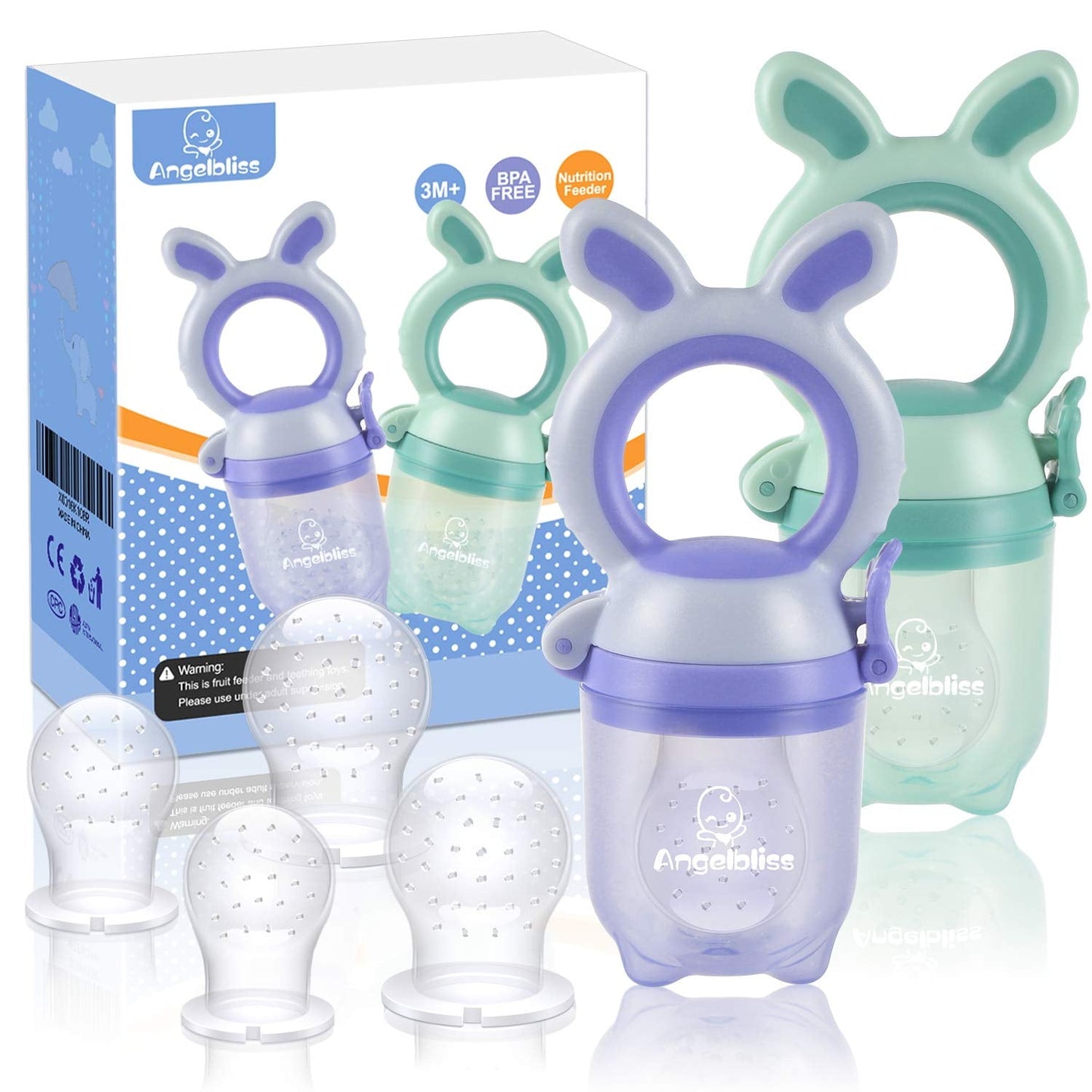 Tétine Pour Bébé/Tétine à Fruit/Tetine Grignoteuse Bebe/Tétine D'alimentation Pour Bébé - Toy de Dentition Pour Bébé, Sans BPA (Paquete de 2)