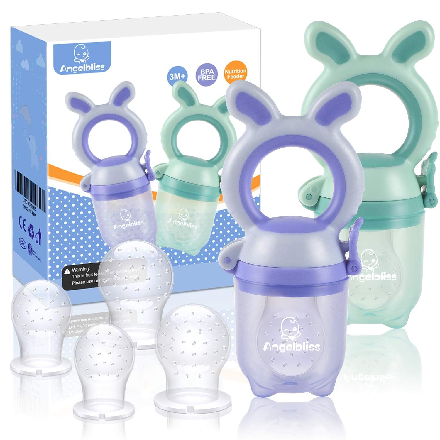Tétine Pour Bébé/Tétine à Fruit/Tetine Grignoteuse Bebe/Tétine D'alimentation Pour Bébé - Toy de Dentition Pour Bébé, Sans BPA (Paquete de 2)