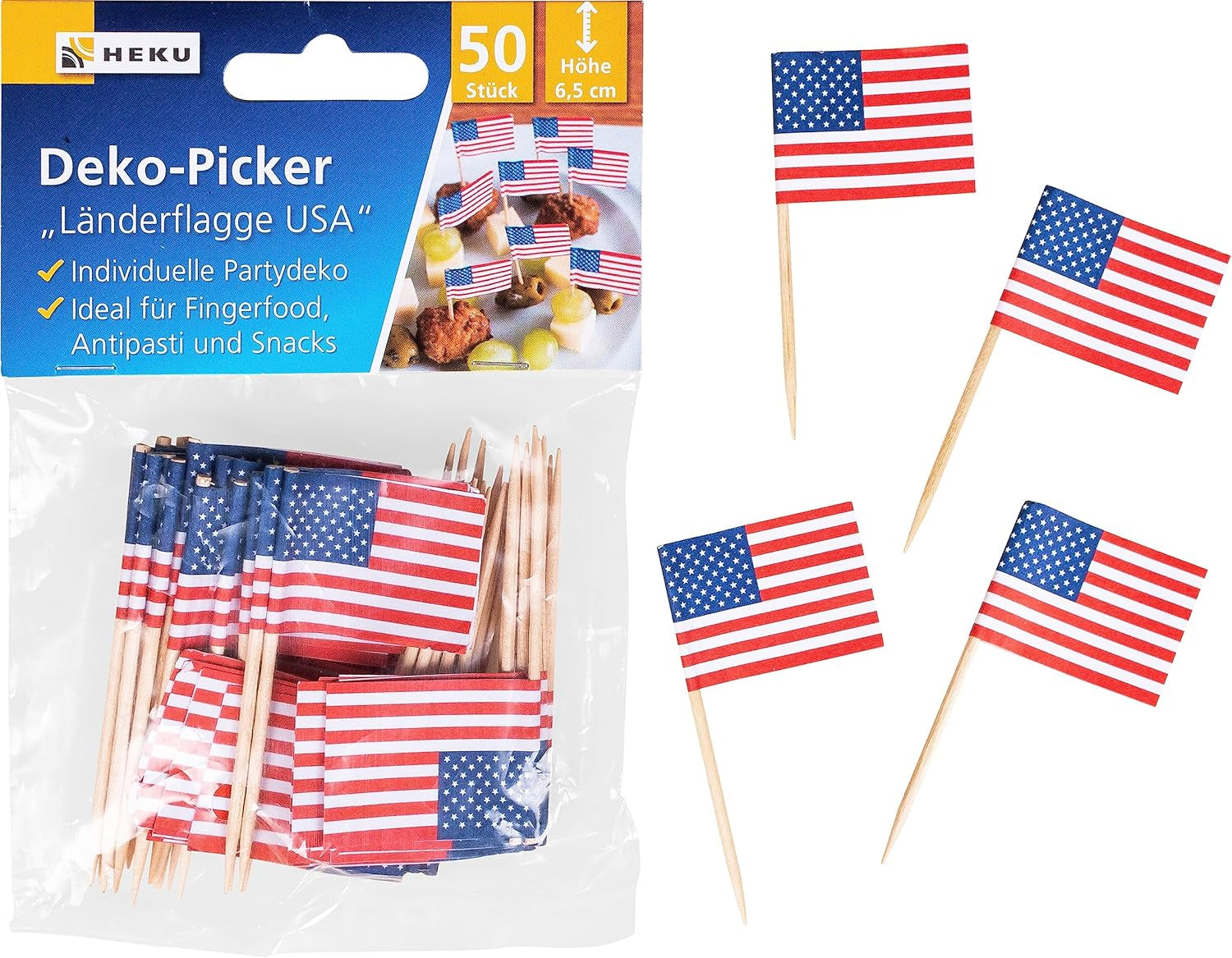 HEKU 191 uds. Set Fiesta USA I Platos Cartón Ø23Cm, Vasos Rojos, Servilletas 3 Capas 33X33Cm, Recogedor De Decoración, Cadena Banderines 10M I Perfecto para fiestas temáticas y fiestas patrias