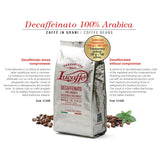 Lucaffè - Entkoffeinierte Kaffeebohnen Decaffeinato, 700 Gr | Kaffeebohnen zum Mahlen für Espresso ohne Kaffein | Rostung oscuro | Süßer und fruchtiger Gesmack, cremoso | Intensivos de aromas