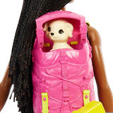 ¡Muñeca Barbie HDF74 en paquete doble! Muñeca Brooklyn Camping (Morena con coletas trenzadas, aprox. 29 cm) con cachorro, mochila, saco de dormir, 10 accesorios de camping, regalo para niños a partir de 3 años