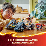LEGO NINJAGO Ninja Team Combi Caterpillar Set 4 en 1 con planeador, coche de carreras y 2 motocicletas y 6 minifiguras Regalo para niños y niñas Ninja Toy 71820 Juegos de construcción Besuche den LEGO-Store