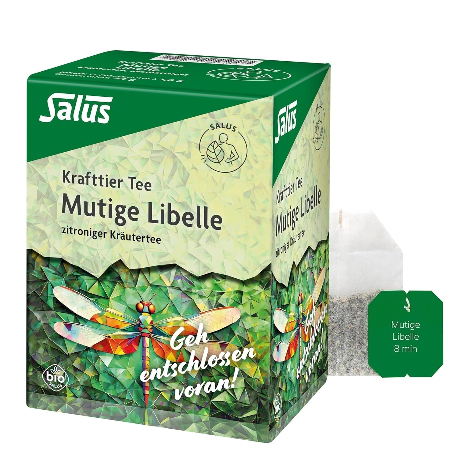 Salus - Té Krafttier - Libélula Valiente - 1X 15 bolsitas filtro (24g) - Té de hierbas con sabor a limón - Con hipérico - Aromatizado - Bio