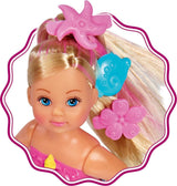 Simba 105733318 - Evi Love Swimming Mermaid, Evi como una sirena, Sabe nadar correctamente, Con figura de pez, Muñeco de vestir, 12cm, Para niños a partir de 3 años Muñecas Naty Shop