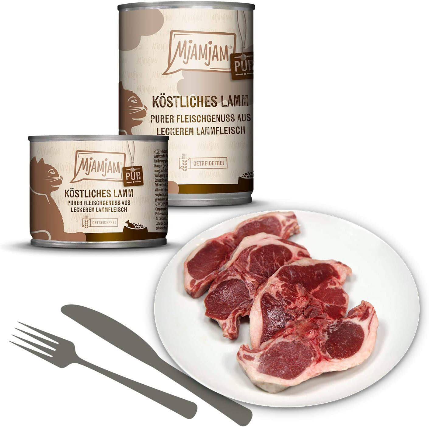 MjAMjAM - Comida húmeda premium para gatos - Pack Mix V - Pure Meat Delight Paquete de 6 (6 x 400 g) Sin cereales con carne extra