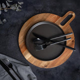 MIAMIO - Juego de Platos para 4 Personas / Vajilla de Cerámica para 4 Personas, Vajilla de Gres Apta para Lavavajillas y Microondas - Colección Sierra (Platos Oscuros, Platos Grandes (4x))