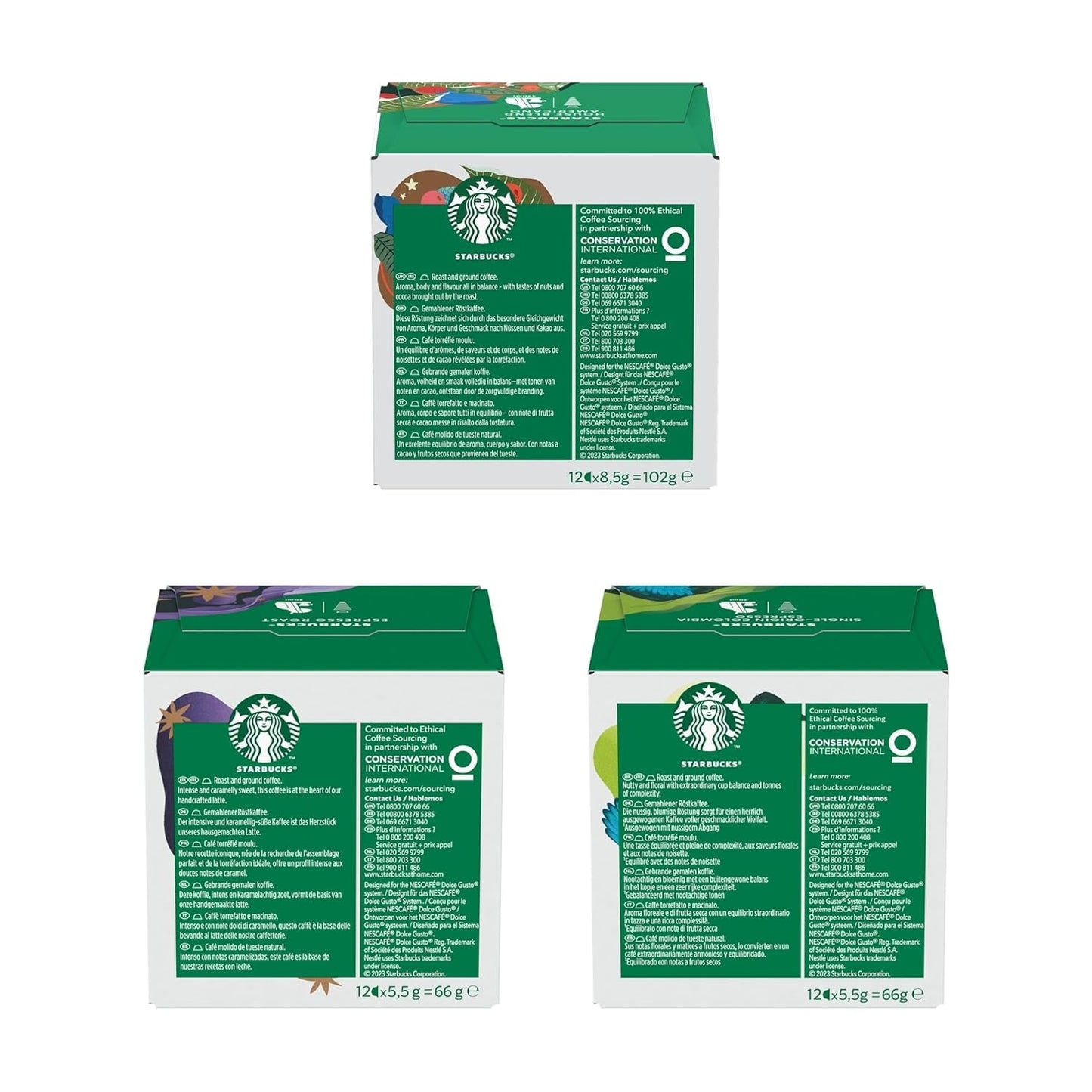 STARBUCKS Probierset, Espresso-Varianten de Nescafé Dolce Gusto Kaffeekapseln 6 x 12 (72 Kapseln) - Exklusiv bei Amazon