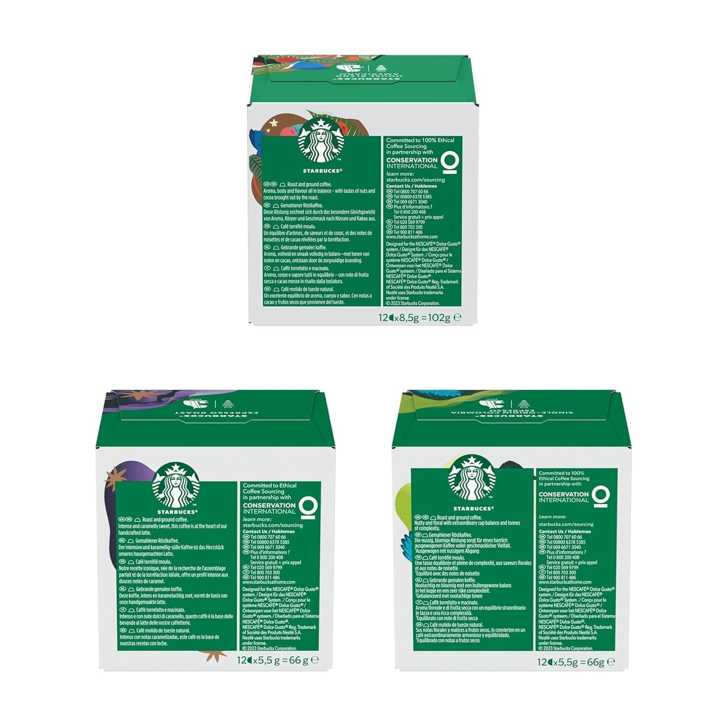 STARBUCKS Probierset, Espresso-Varianten de Nescafé Dolce Gusto Kaffeekapseln 6 x 12 (72 Kapseln) - Exklusiv bei Amazon
