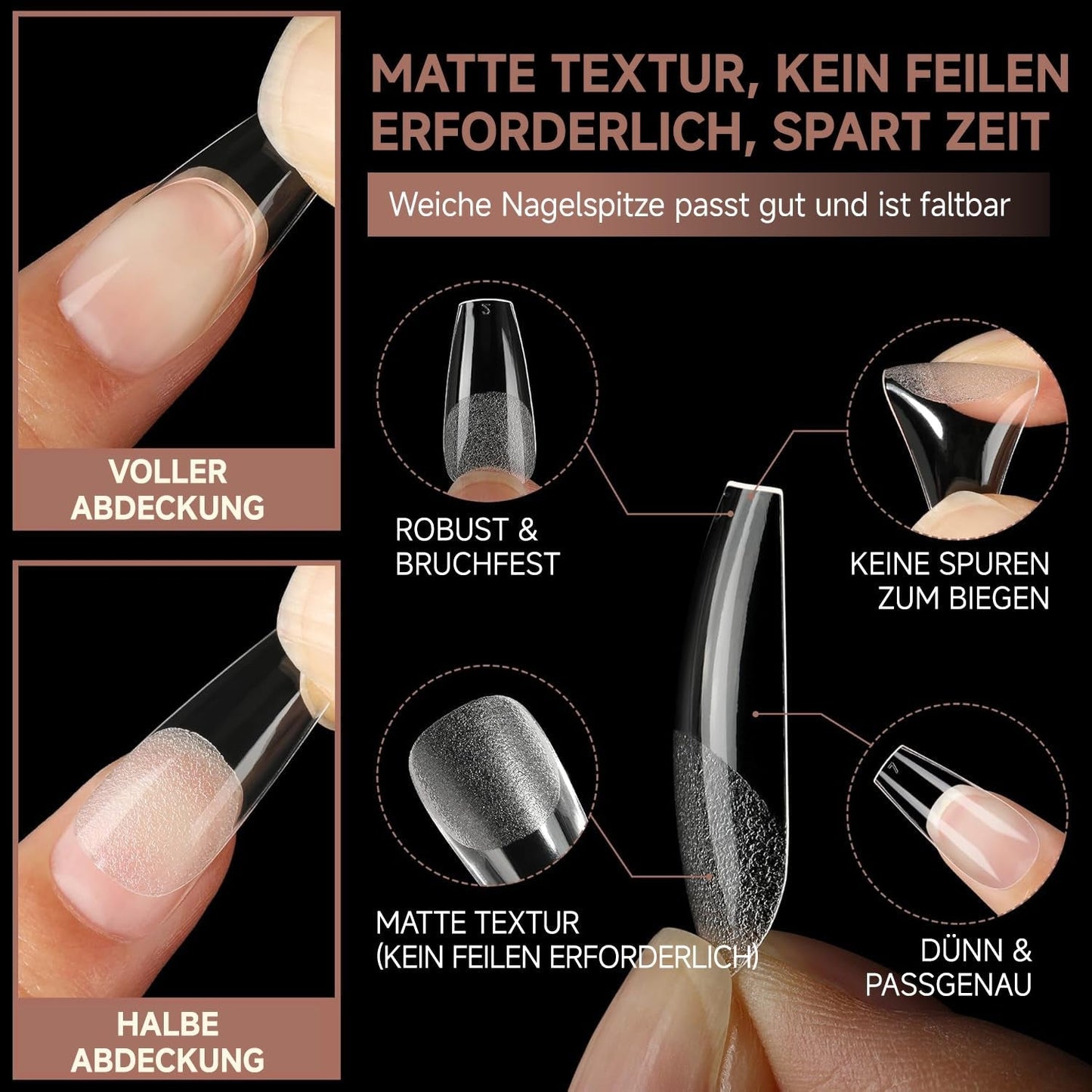 Puntas de uñas de Gel de bailarina, 216 Uds., 12 tamaños, puntas de uñas de Gel suave, juego de extensiones de uñas de cobertura completa, arte semimate DIY para el hogar
