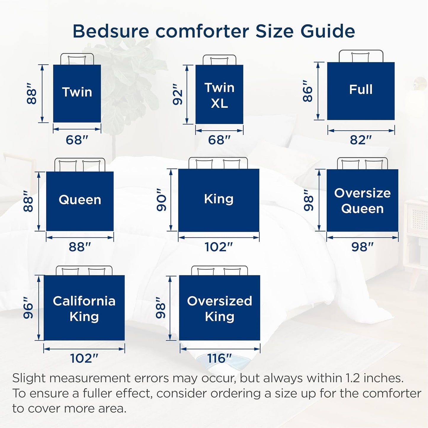 BEDSURE Edredón acolchado Full/Queen (88"X88") Edredones y edredones blancos Naty Shop