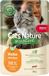 Comida húmeda para gatos MERA Cats Nature Sensitive con pollo 12x85g | Monoproteína, sin azúcar y sin cereales | Comida húmeda para gatos con alto contenido en carne y de fácil digestión