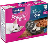 Vitakraft Poésie Délice, Selección de Pescado, Nassfutter Katze, Katzennassfutter en Salsa, mit Seelachs, mit Kabeljau, ohne Zusatz von Zucker und Getreide (1 paquete con 6 x 85 g)