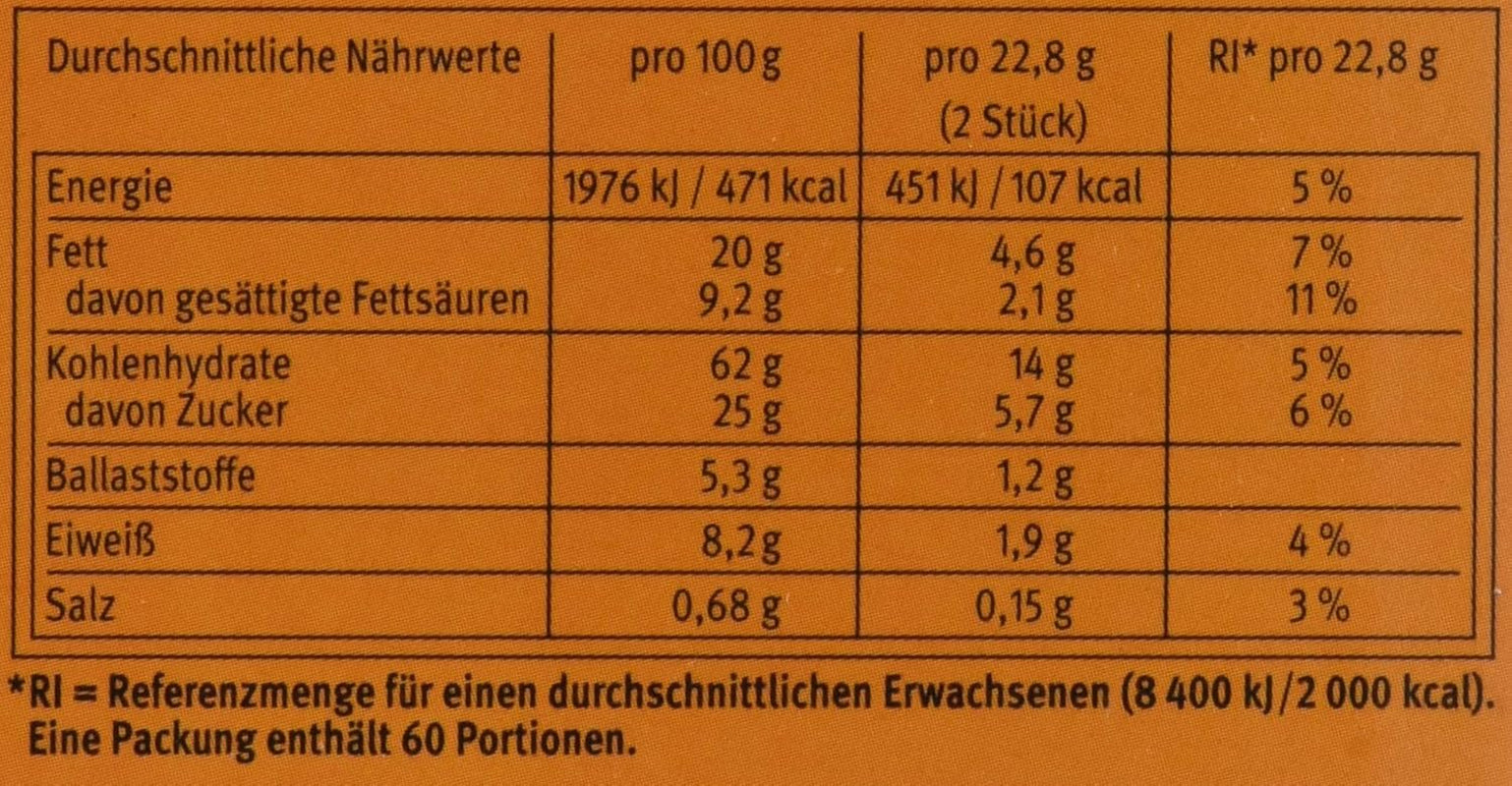 Brandt Hobbits Crunchy - Paquete de 2 - Caja de catering de 60 paquetes - Galletas integrales de avena con alto contenido de fibra (60 x 22,8 g)