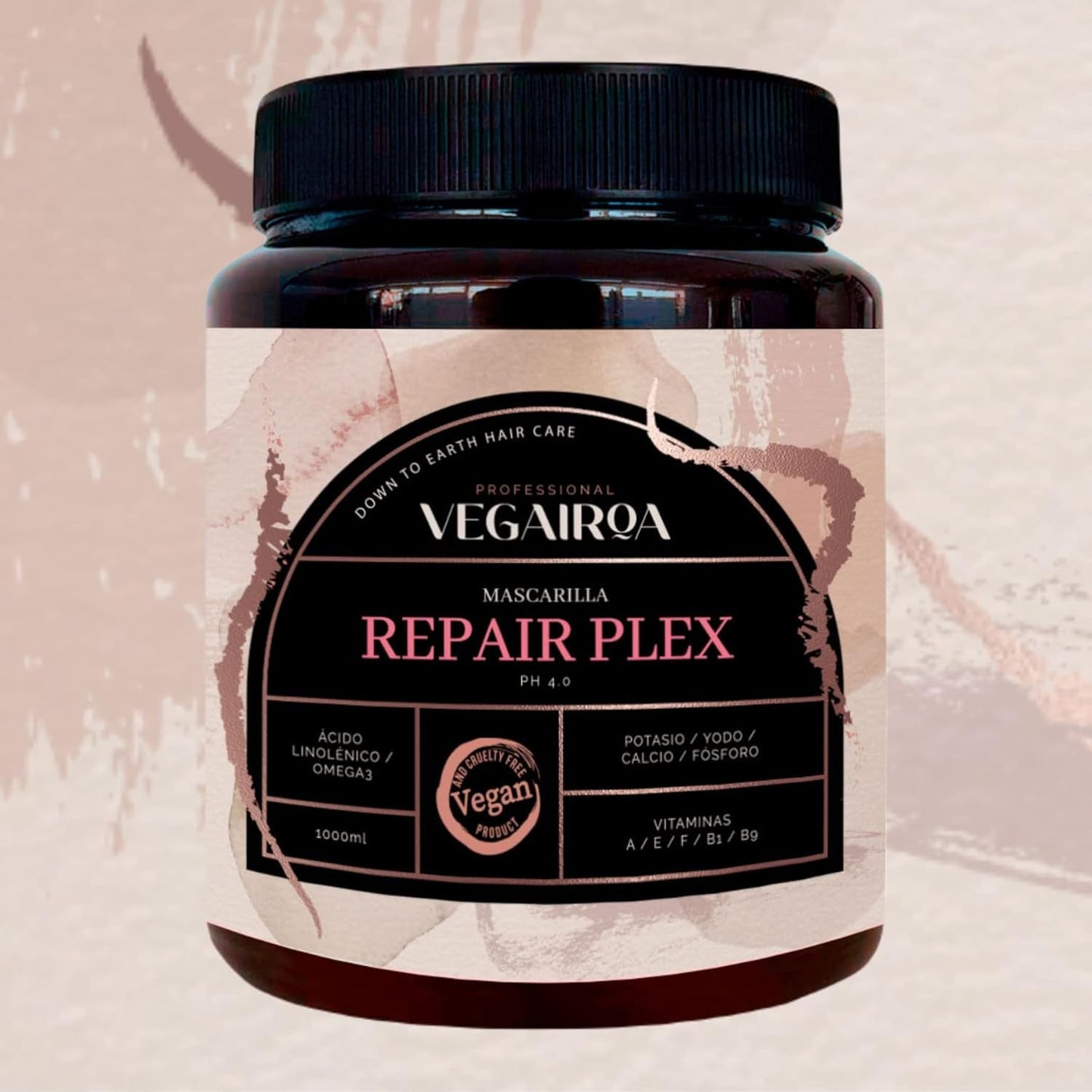 VEGAIROA - Repair Plex Mask - Mascarilla Reparadora Extrema - Hidratante y Nutritiva - Protección contra el encrespamiento - Para cabello tratado químicamente - Producto de peluquería profesional vegano - 1000g Naty Shop Mascarilla Capilar