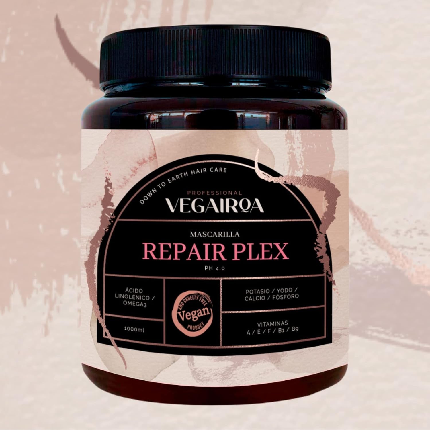 VEGAIROA - Repair Plex Mask - Mascarilla Reparadora Extrema - Hidratante y Nutritiva - Protección contra el encrespamiento - Para cabello tratado químicamente - Producto de peluquería profesional vegano - 1000g Naty Shop Mascarilla Capilar