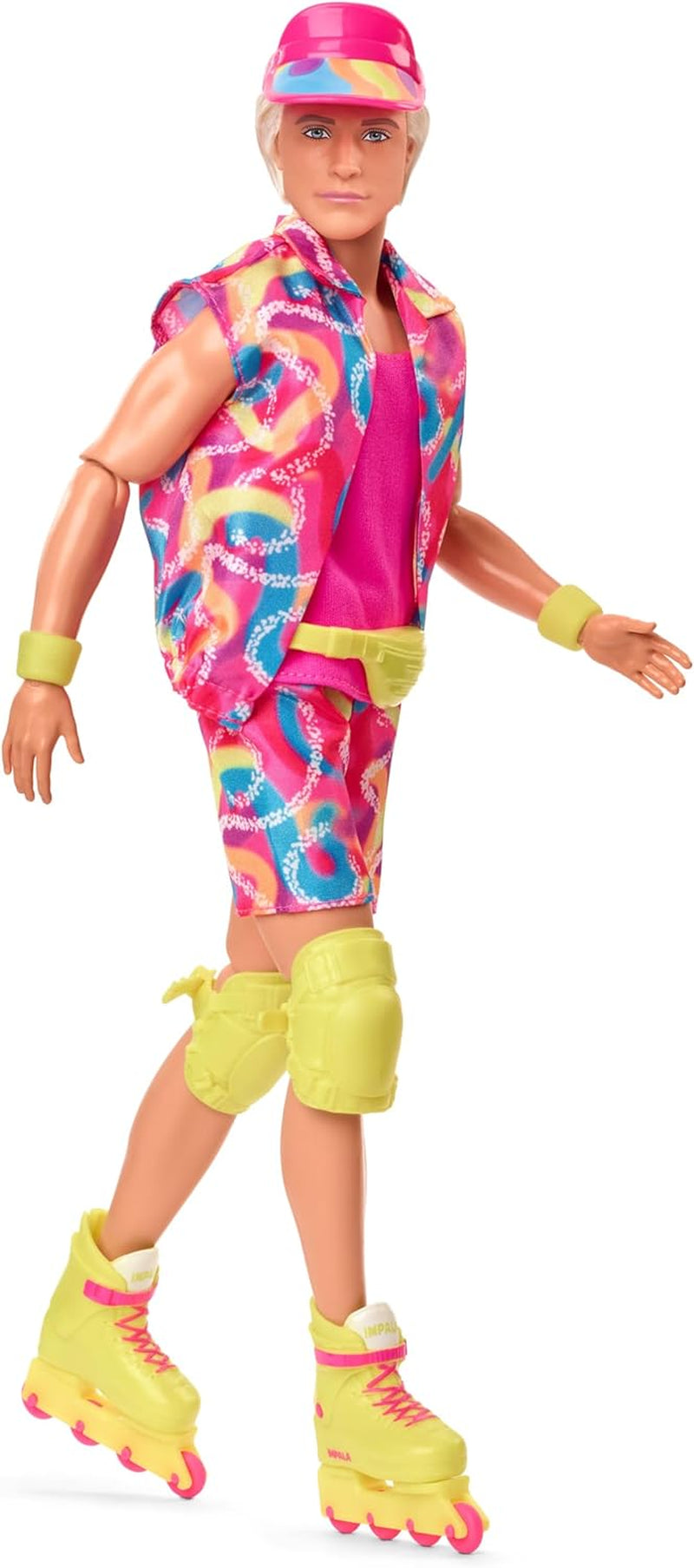 Muñeca Barbie Ken coleccionable de película con traje de patinaje de estilo retro y patines en línea, JBJ51, [Multicolor]