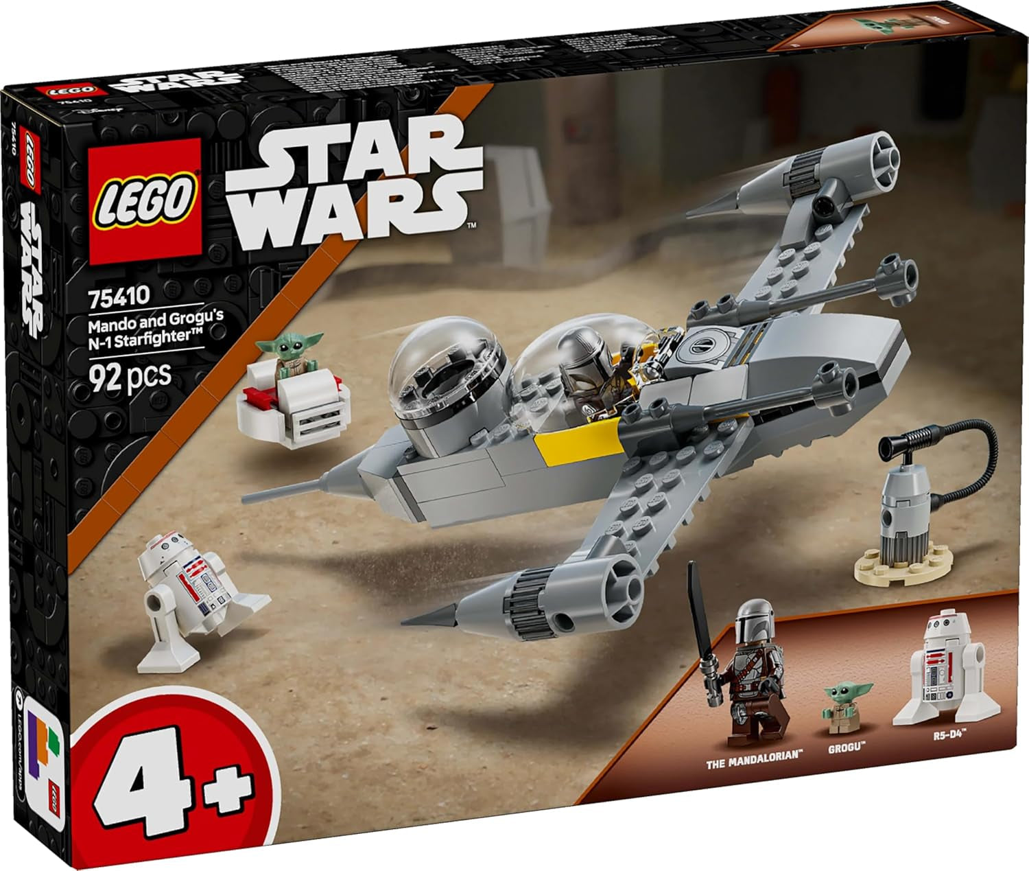 LEGO Star Wars 75410 Juguete Mandos y Grogus N-1 Starfighter con minifiguras de Mandalorian, Grogu y R5-D4, que incluye una columna para construir y un set inicial de nave estelar para niños y niñas a partir de 4 años Juegos de construcción Beuche den LEGO-Store