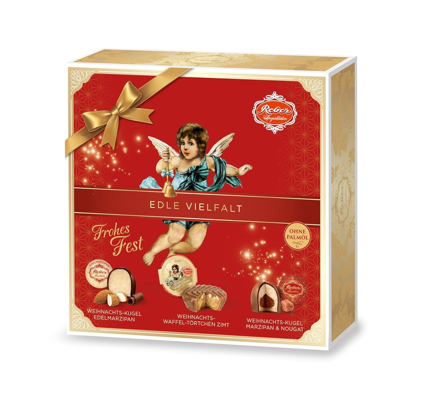 Reber Bolitas Mozart con chocolate negro, pack de 6 con mazapán y turrón, vegano - 1 x 120 g