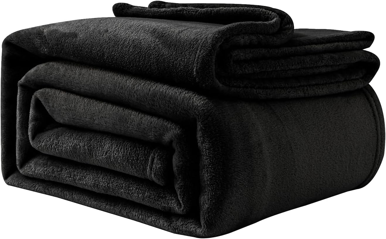 Manta Acogedora Manta De Lana Mullida 130 X 150 Cm Mantas De Cama Manta para Sofá Mantas Y Mantas Grandes Y Suaves para Adultos Mantas para Sofá Cálidas Lavables A Máquina Negro Good Nite Beds And Cover Black 130 X 150 Cm