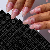 6 hojas de pegatinas de uñas con plantilla de aerógrafo, mariposa, llama, estrellas, corazón, estrellas, pegatinas de uñas, herramienta de plantilla de impresión, pegatinas autoadhesivas para mujeres, pegatinas de diseño de arte de uñas