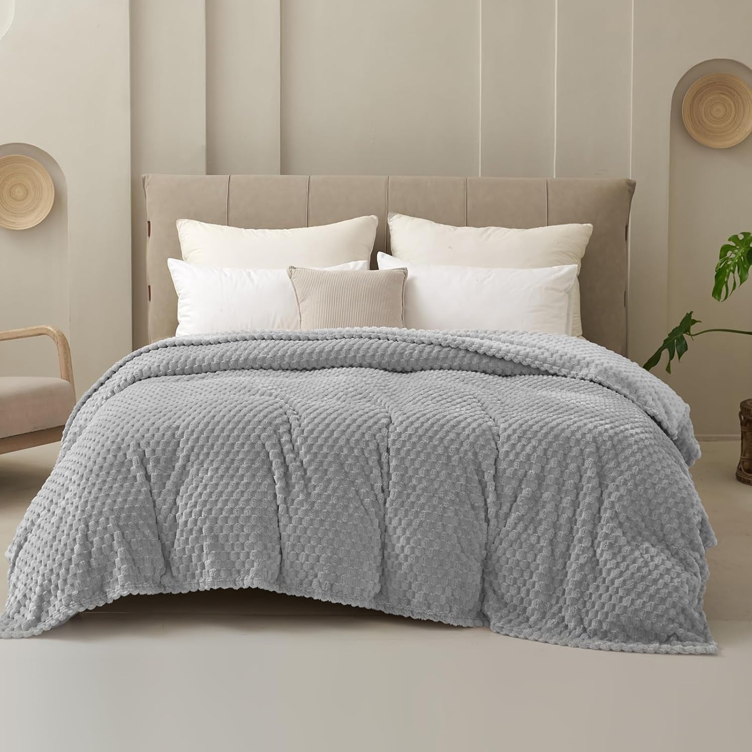 Good Nite Comfort Blanket Manta mullida de 150 x 200 cm, colcha de microfibra suave, manta para sofá, manta cómoda, manta polar cálida para sofá y cama, dormitorio, oficina, gris Good Nite Beds and Blankets