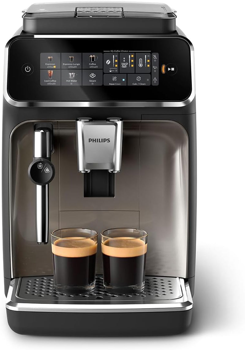 PHILIPS Cafetera espresso automática serie 2200 - 2 especialidades de café, pantalla táctil, espumador de leche clásico, molinillo cerámico, negro mate (EP2220/10)