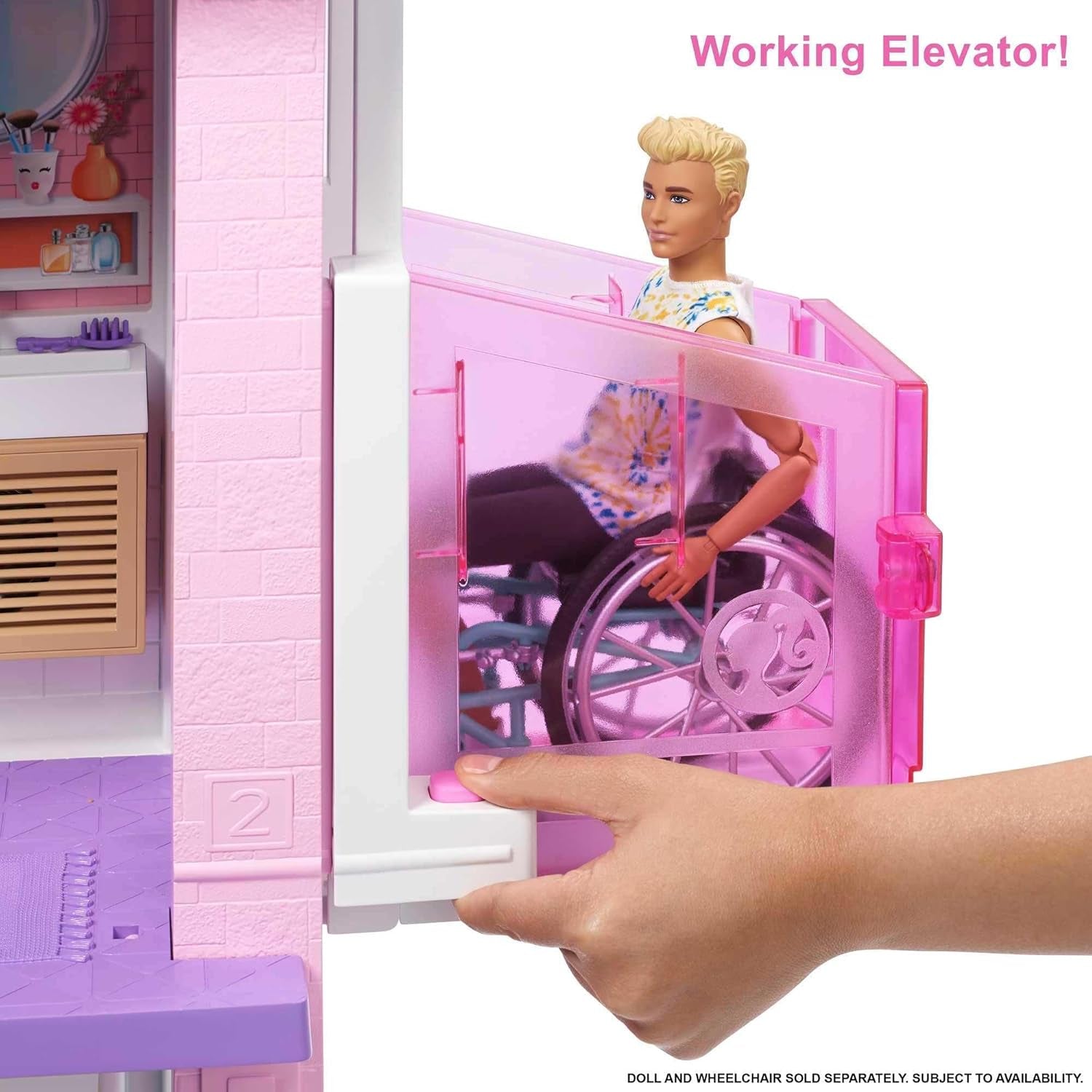 Barbie Dream House (114cm), Casa de Muñecas de 3 Pisos, Piscina, Tobogán, Elevador para Silla de Ruedas, 75 Accesorios, Muñecas, Apto como Regalo para Niños de 3 Años en Adelante, GRG93
