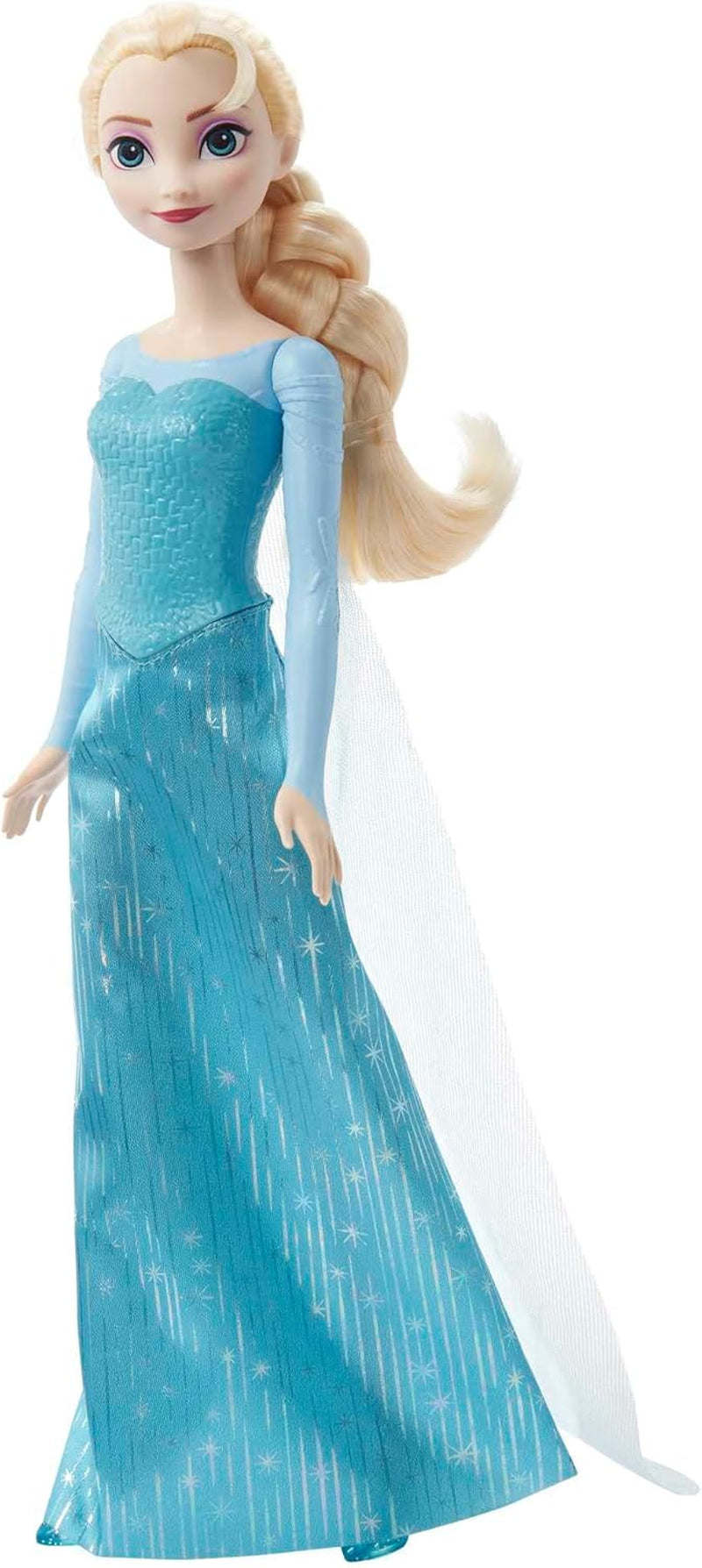 Elsa Mattel Disney Frozen Doll, Frozen Doll, Cabello rubio peinable, posicionable, zapatos desmontables, regalos de Disney, juguete para mayores de 3 años, HLW47