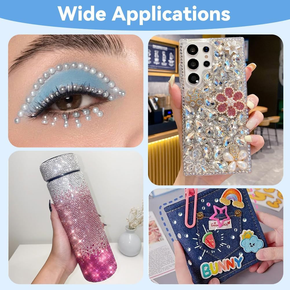 Harz Strasssteine ​​​​4200Pcs Strass Kristalle 1Mm-5Mm Gemischte Kinder Bastelsachen Kit Mit Strass Mit Picking Pinzette Und Stift para DIY Nägel Kleidung Kunsthandwerk Gemischt Becher Party (A)