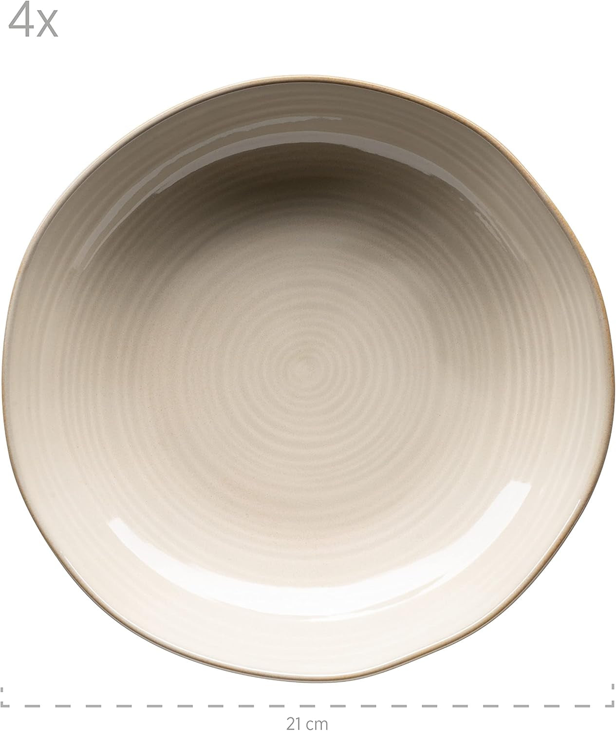 MÄSER 931371 Nottingham Vintage Series Vajilla para 4 personas, vajilla de 8 piezas, platos llanos y platos llanos, aspecto retro, redondo irregular, gres, beige