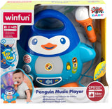 Reproductor de música karaoke WinFun, diseño pingüino, con luces intermitentes y efectos de eco, en color azul, estilo juguetón, conexión USB Juguetes Bebé Naty Shop