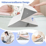 Almohada de cuña ajustable para niños, almohada de lectura de espuma de alta densidad para cama y sofá, almohada ergonómica para cabeza de cuña para apnea de reflujo del sueño, almohada para piernas/almohada de espalda para jugar y leer (blanco y gris)