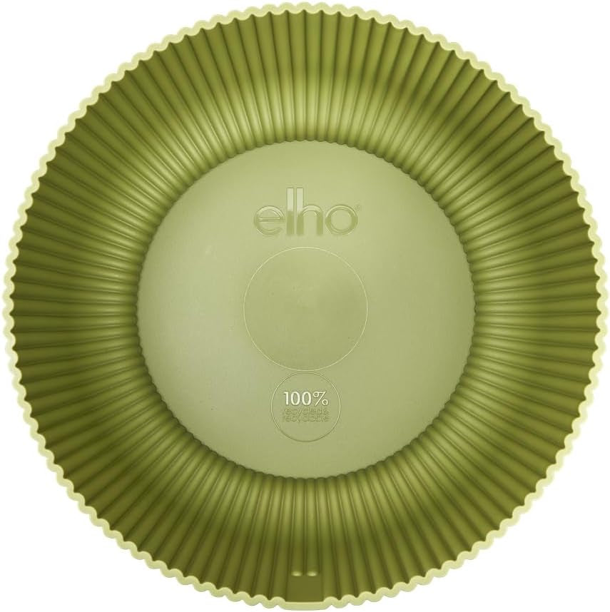 elho Vibes Fold Bowl 25 - Macetas de interior - 100% plástico reciclado - Ø 24,9 x H 12,1 cm - Verde/Ferngrün