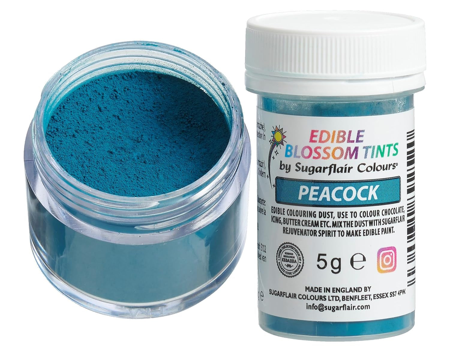 Sugarflair Blossom Tint Dust Peacock Food Coloring Powder - Colorante alimentario en polvo para decoración de pasteles, pasta de azúcar, fondant, glaseado, chocolate, crema de mantequilla, macarrones y más - 5G