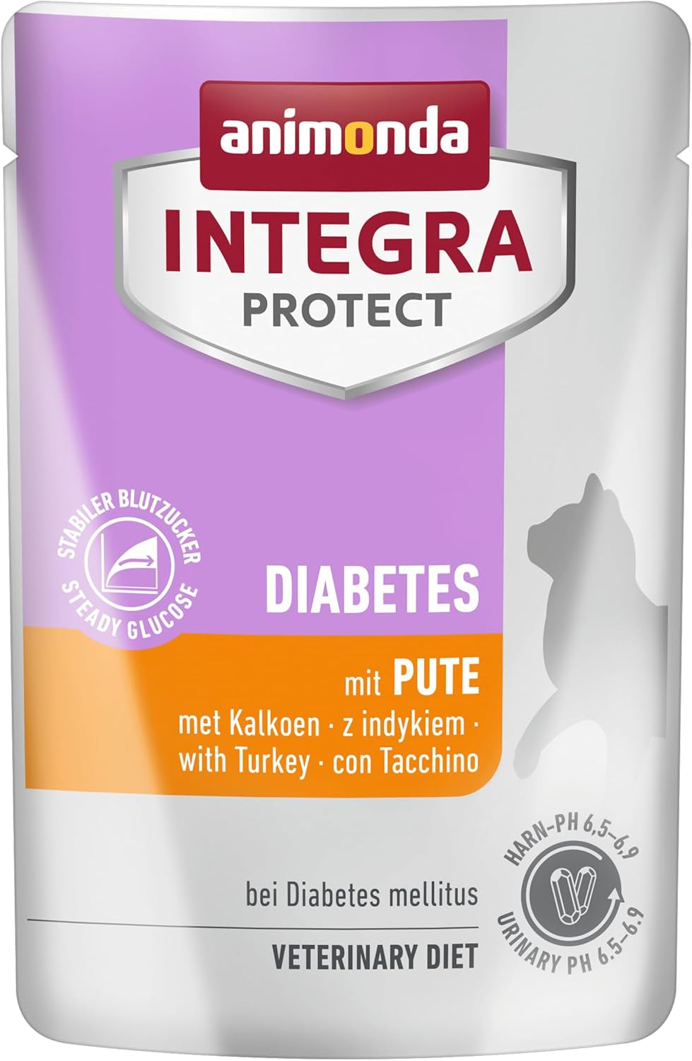 Animonda INTEGRA PROTECT comida húmeda para gatos diabéticos con carne de pavo (24 x 85g), recomendada por veterinarios para la diabetes, un alimento dietético completo para gatos adultos, desarrollado junto con veterinarios.