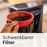 Bosch MyMoment TKA6M273 Cafetera espresso con filtro, jarra térmica de 1 litro, 8-12 tazas, sistema antigoteo, portafiltro giratorio, programa de descalcificación, depósito de agua extraíble, 1200 W, negro mate