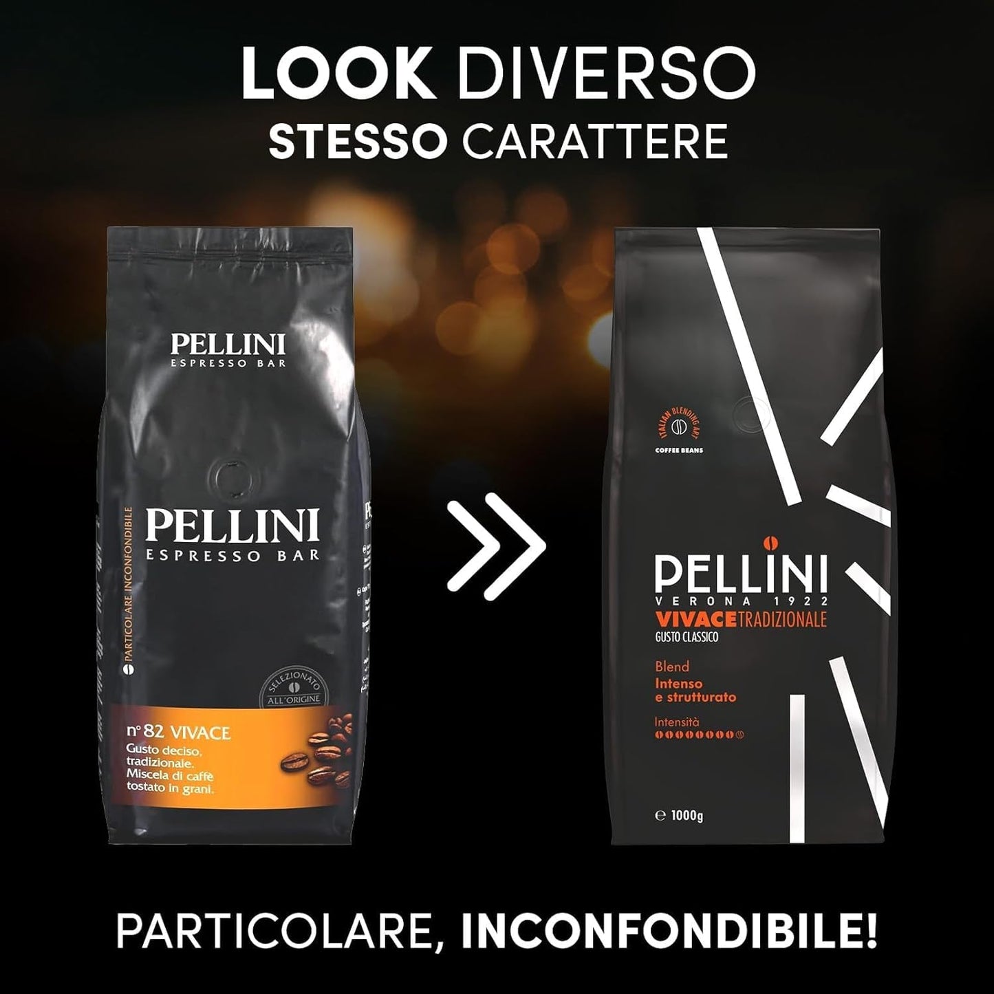 Pellini N.82 Vivace, Kaffeebohnen für Espresso 1 kg, Arábica- y Robusta-Mischung mit Kräftigem und Ausgefungem Gesmack, Mittlere Röstung