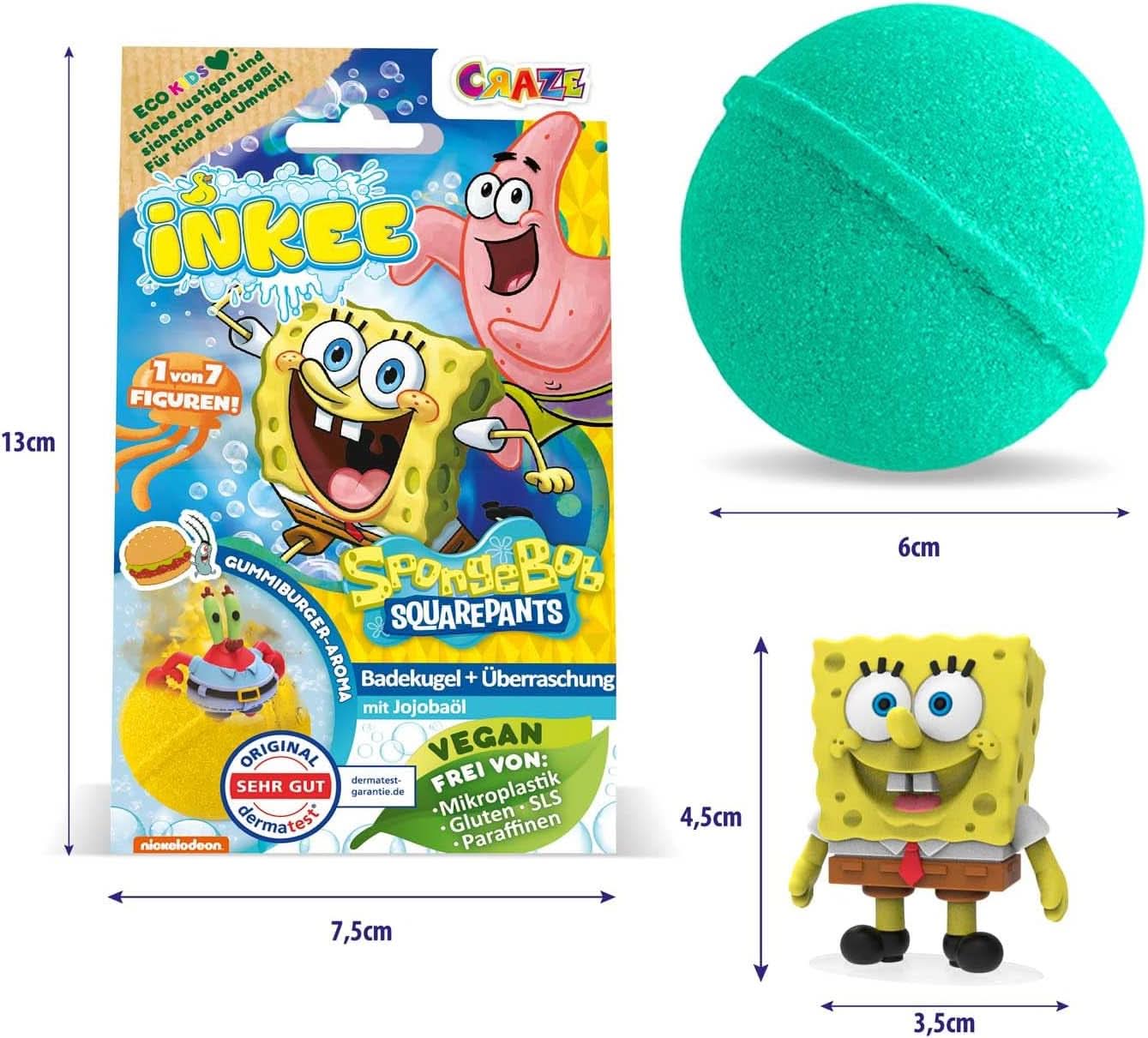 INKEE Bob Esponja Sorpresa Bomba de Baño Infantil Bob Esponja Coleccionable 80 Gramos Naty Shop