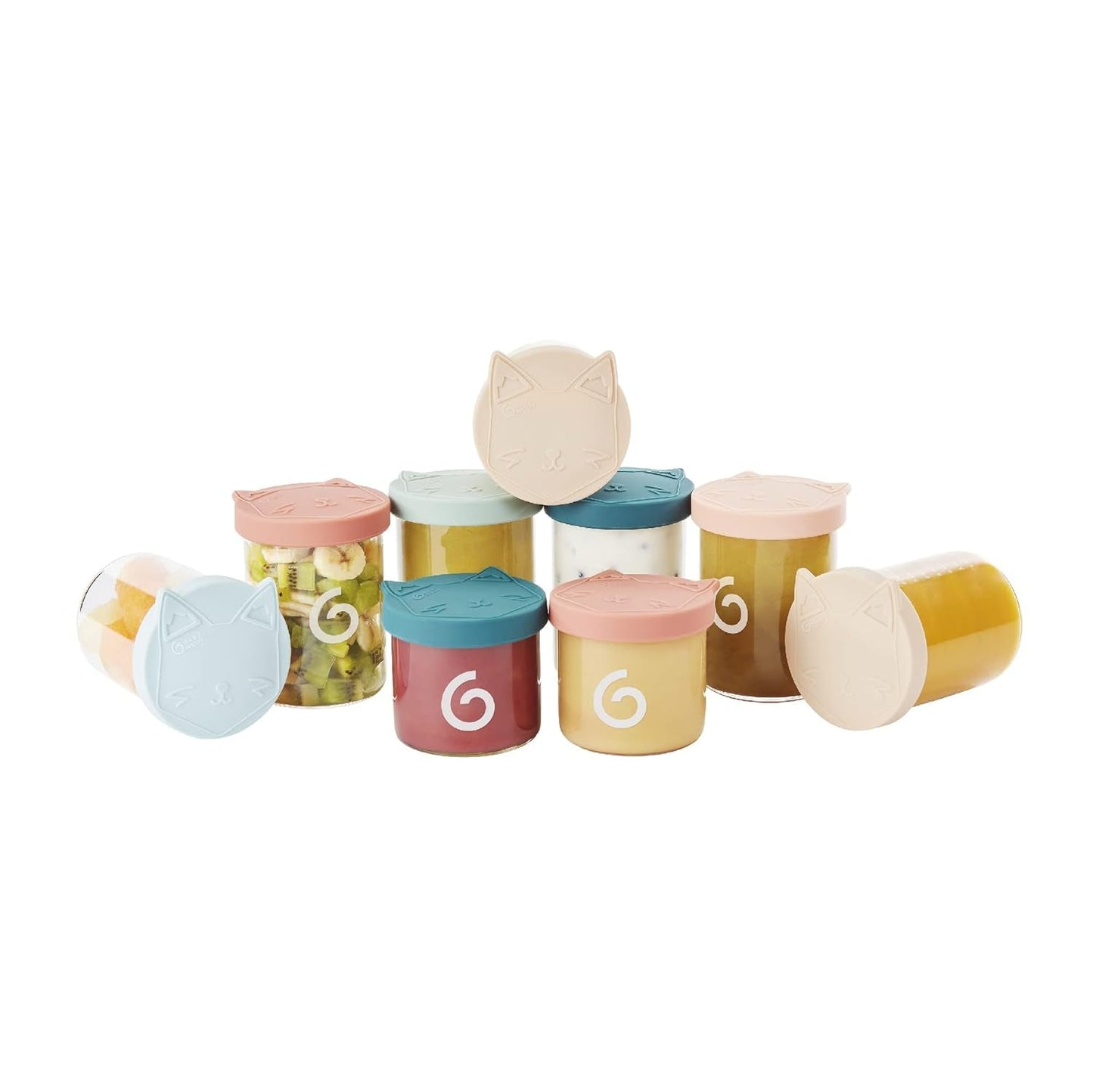 Babymoov ISY BOWLS recipientes de comida para bebés de vidrio robusto y resistente a la temperatura - para almacenar/congelar comida para bebés, 6x 250ml + 3x 120ml Naty Shop cajas de almacenamiento de alimentos 6X250ml + 3X120ml