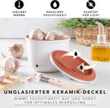 Römertopf Fresh Pot MINI 0,6 litros - Olla de cerámica para ajos - La arcilla transpirable mantiene las verduras frescas durante más tiempo - Circulación de aire ideal - Cajas de almacenamiento de alimentos blancas Naty Shop