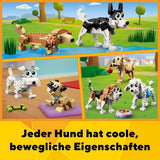 LEGO 31137 Creator Lindo Set de Perros 3 en 1 con Figuras de Animales: Salchicha, Pug, Caniche y más, Juguete para Niños a partir de 7 años, Regalo para los Amantes de los Perros Juegos de Construcción Besuche den LEGO-Store