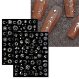 JMEOWIO Nagelsticker Mond Stern Sonne 10 Blatt Nail Art Sticker Selbstklebend Nagelaufkleber Bunt Dekoration Nageldesign Zubehör
